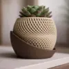 Woven Texture Succulent Planter with Drip Tray