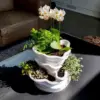 Three-Tier Sculptural Planter with Drainage Tray