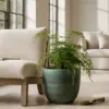 Textured Teal Ceramic Planter
