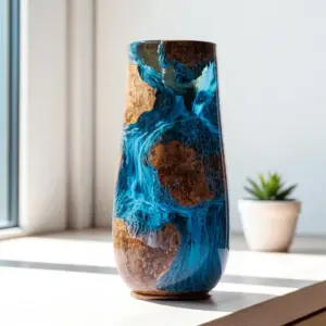 Handmade Burl Wood & Resin Vase