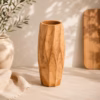 Handcrafted Faceted Teak Wood Vase