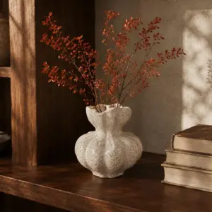 Handmade Ribbed Ceramic Vase