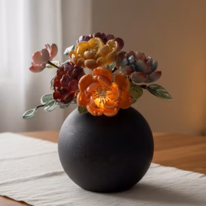 Jewel-Tone Glass Flower Arrangement with LED