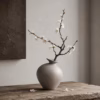 Slanted-Neck Wabi-Sabi Ceramic Vase